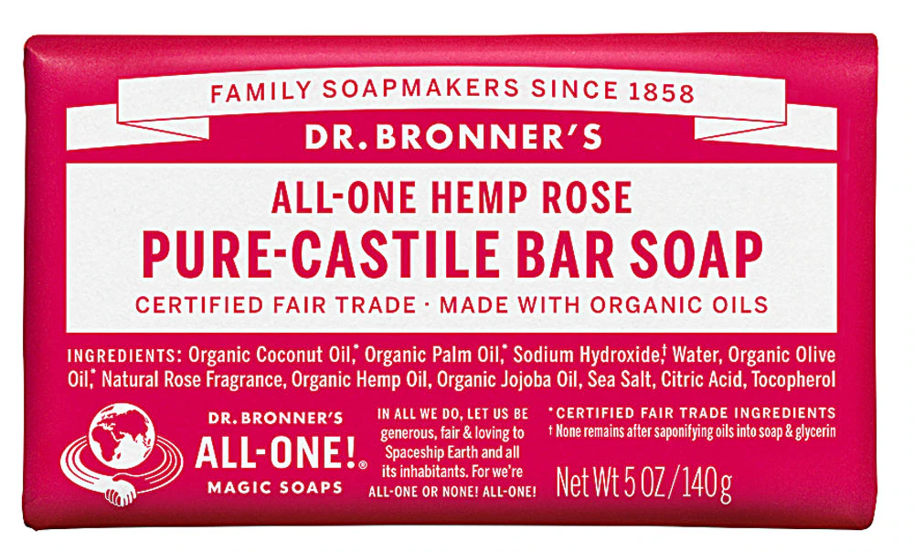 All-One Pure-Castile Bar Soap Hemp Rose -- 5 oz Dr. Bronner's