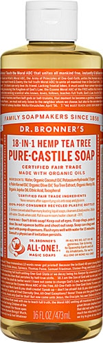 Dr. Bronner's Pure Castile Liquid Soap Hemp Tea Tree -- 16 fl oz Dr. Bronner's