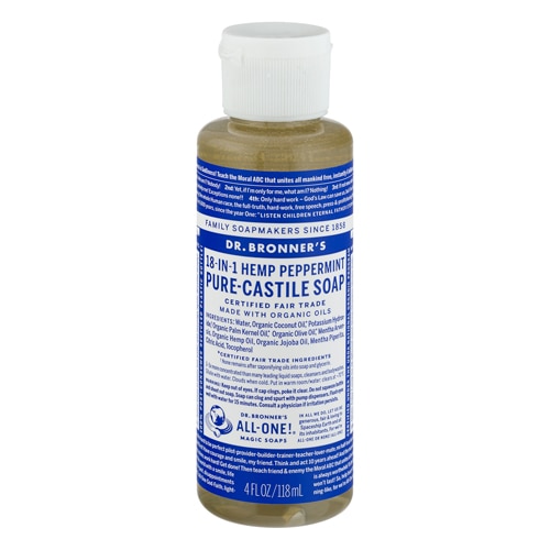 Dr. Bronner's Pure Castile Liquid Soap Peppermint -- 4 fl oz Dr. Bronner's