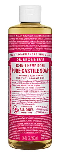 Dr. Bronner's Pure Castile Liquid Soap Rose -- 16 fl oz Dr. Bronner's