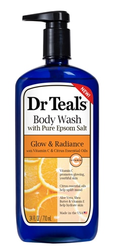 Гель для душа с чистой английской солью — «Сияние и сияние, витамин С, цитрус», 24 жидких унции Dr. Teal's