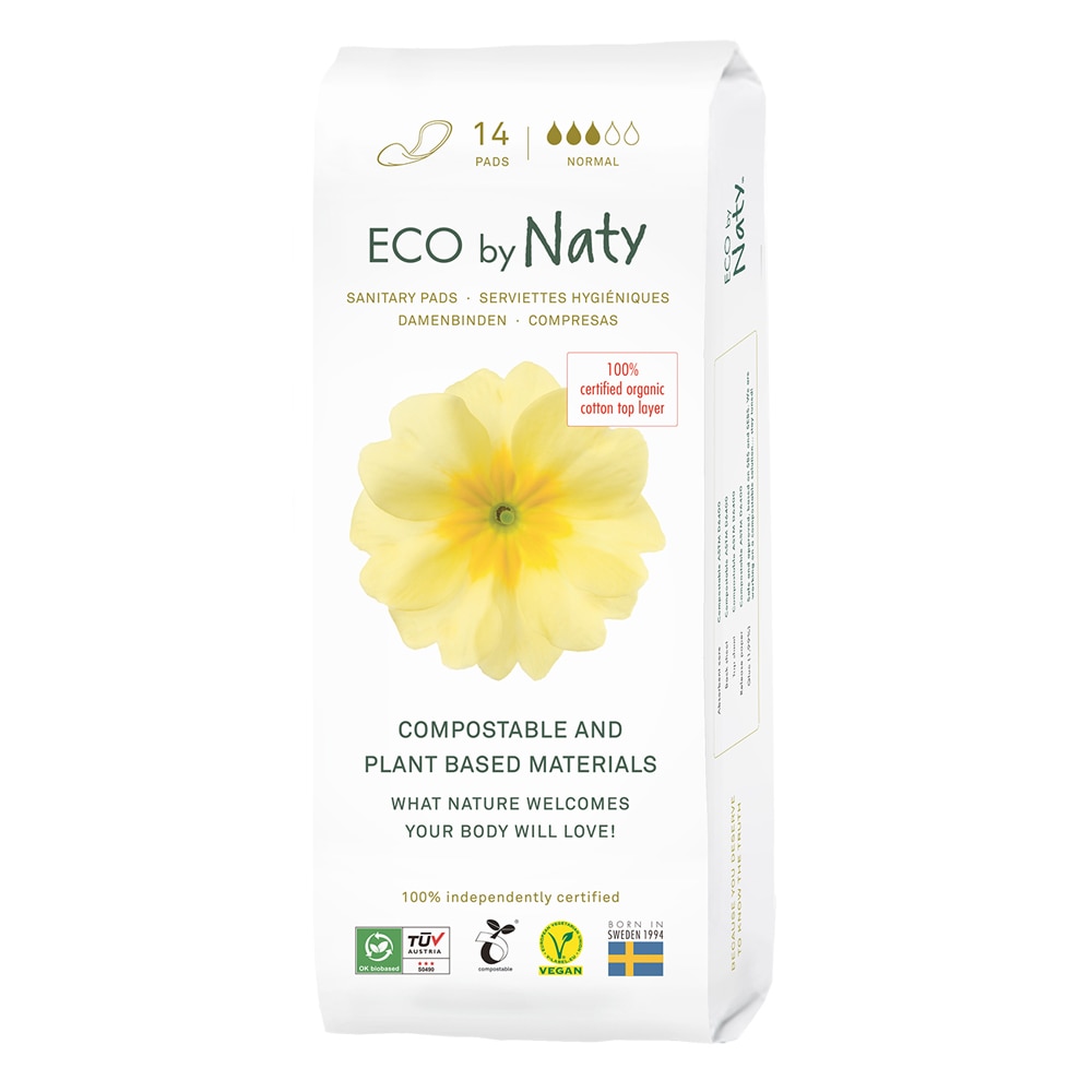 Компостируемые гигиенические прокладки Eco by Naty с нормальной впитываемостью -- 14 прокладок Eco by Naty