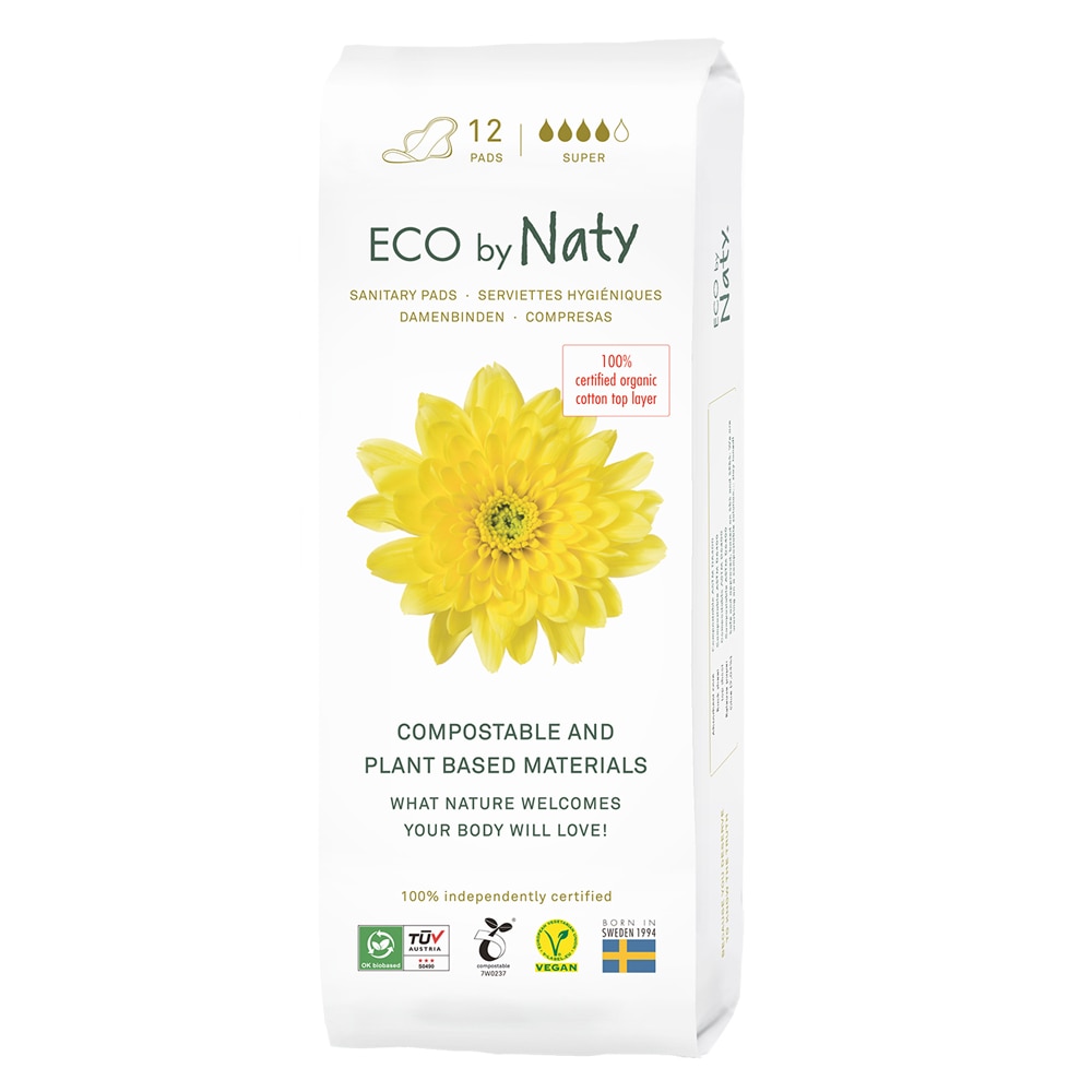 Компостируемые гигиенические прокладки Eco by Naty Super Absorbency -- 12 прокладок Eco by Naty