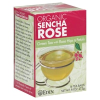 Органический зеленый чай Сенча с розой, шиповником и лепестками -- 16 чайных пакетиков Eden Foods