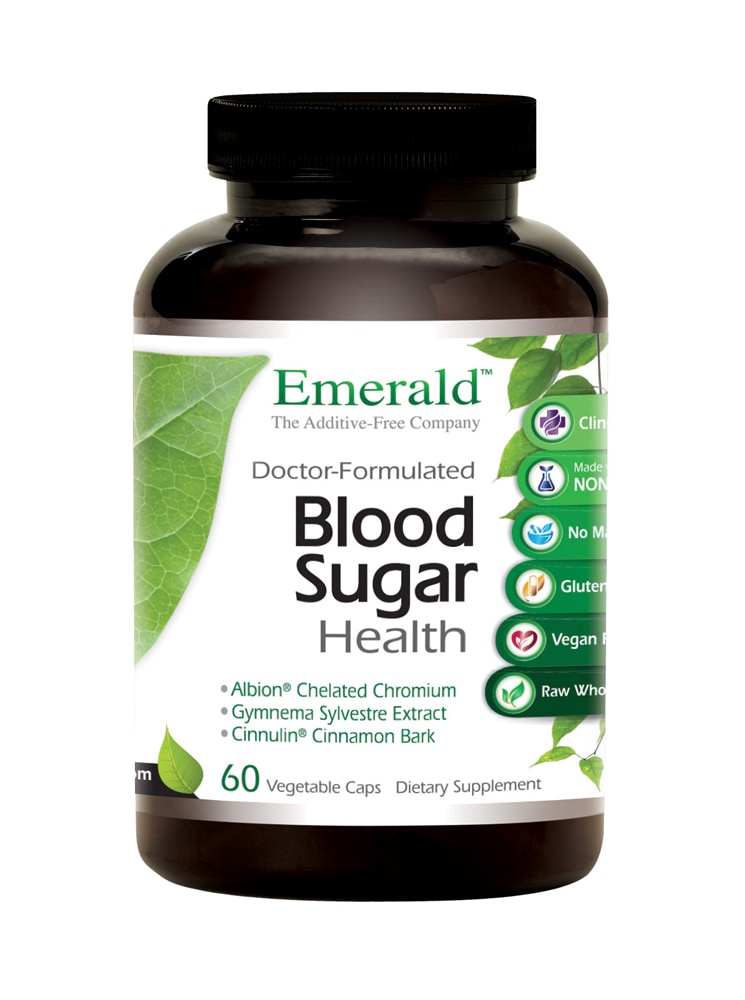 Формула на основе сырых цельных продуктов для поддержания уровня сахара в крови, 60 растительных капсул Emerald Labs