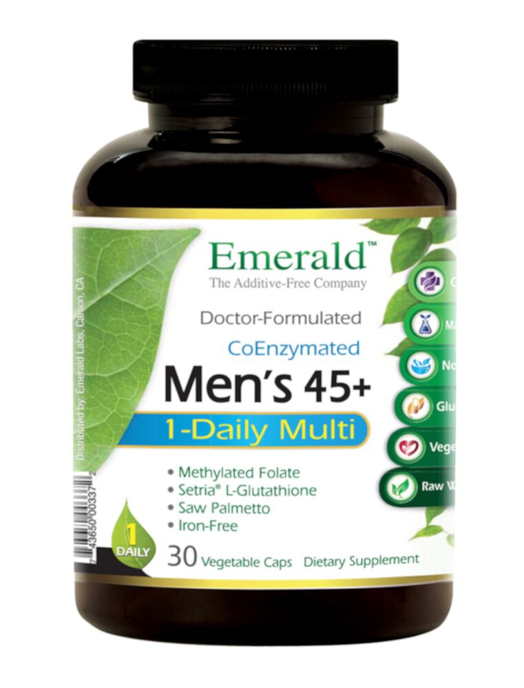 Emerald Labs Men's 45+ 1-Daily Multi - 30 растительных капсул Emerald Labs