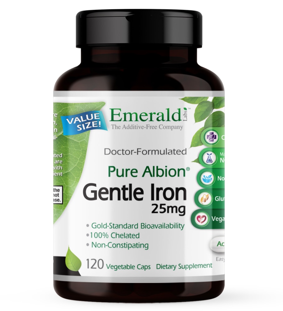 Pure Albion® Gentle Iron -- 25 mg - 120 Vegetable Capsules (Растительные капсулы) Emerald Labs