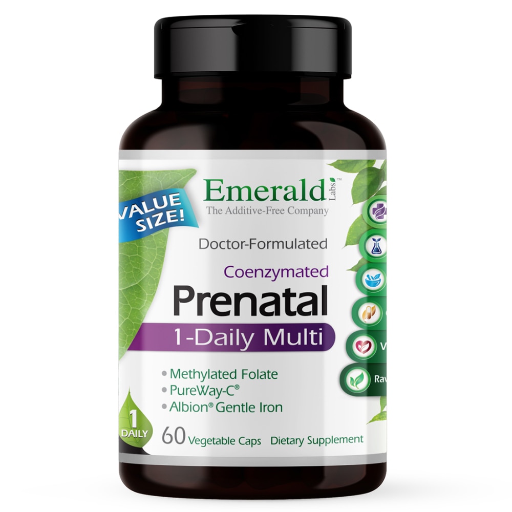 Prenatal 1-Daily Multi -- 60 Vegetarian Capsules (Вегетарианские капсулы) Emerald Labs