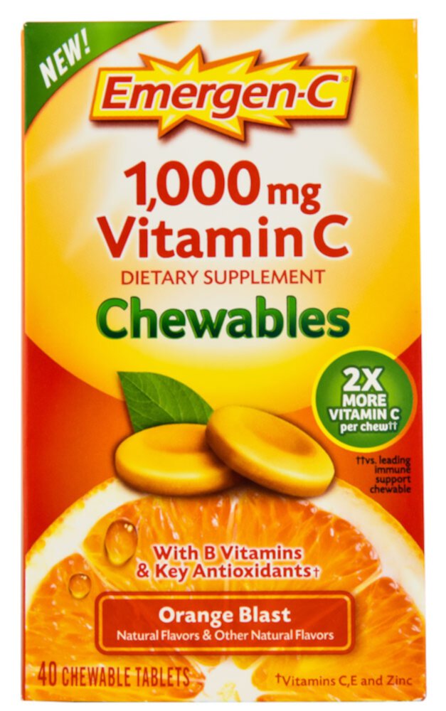 Жевательные таблетки с витамином С Orange Blast — 1000 мг — 40 жевательных таблеток Emergen-C