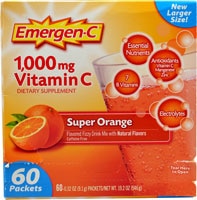 Витамин С, Шипучий напиток Супер Оранж - 1000 мг - 60 пакетиков - Emergen-C Emergen-C
