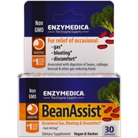 BeanAssist™ - Газы, Вздутие и Дискомфорт - 30 капсул - Enzymedica Enzymedica