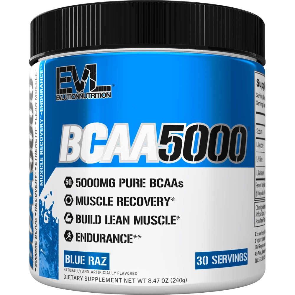 BCAA5000™ Blue Raz -- 30 Servings (Порции) EVLution Nutrition