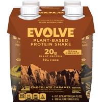 Протеиновый коктейль Evolve с шоколадной карамелью на растительной основе — 11,16 жидких унций каждый / упаковка из 4 шт. EVOLVE