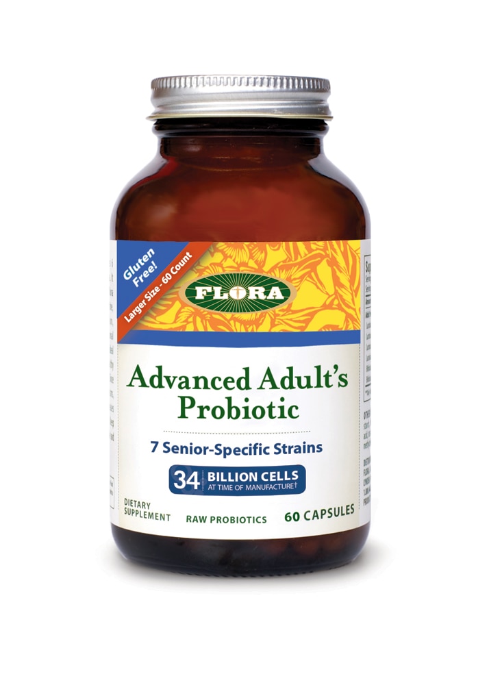 Advanced Adult's Probiotic Capsules (Капсулы) -- 34 billion cells - 60 Vegetarian Capsules (Вегетарианские капсулы) Flora