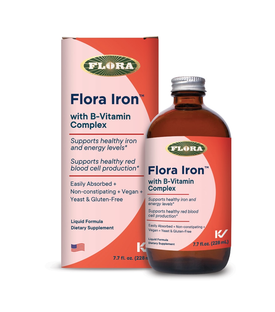 Flora Iron + Herb с комплексом витаминов группы В — 7,7 жидких унций Flora