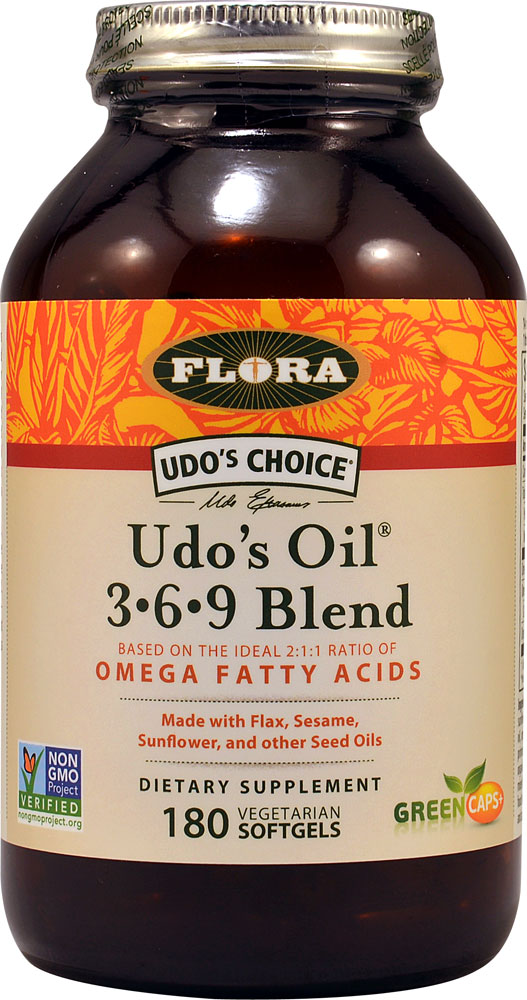 Flora Udo's Choice® Udo's Oil® 3-6-9 Blend – 180 вегетарианских мягких желатиновых капсул Flora