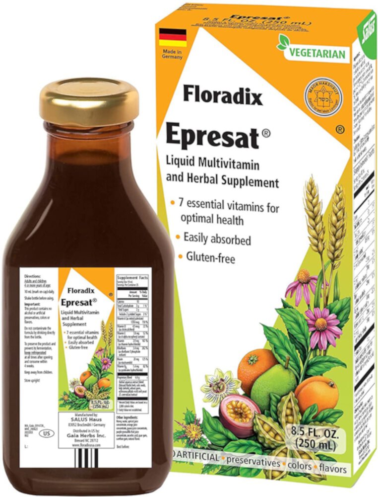 Epresat Liquid (Жидкость) Adult Multivitamin -- 8.5 fl oz (Жидкие унции) Floradix