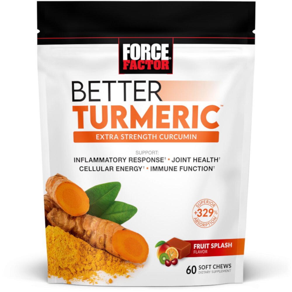 Better Turmeric Extra Strength Curcumin Fruit Splash -- 60 Soft Chews (Мягкие жевательные конфеты) Force Factor