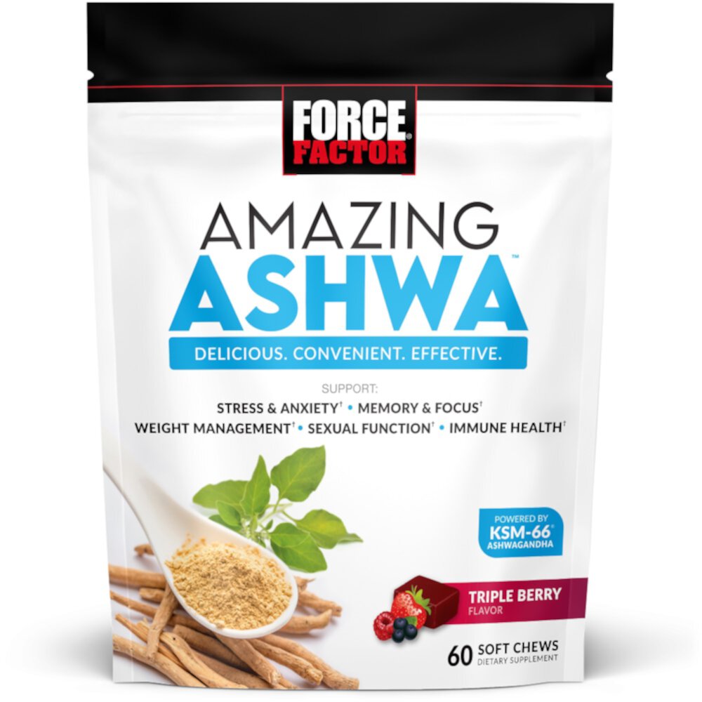 Amazing Ashwa - Ashwaghanda Supplement Triple Berry -- 60 Soft Chews (Мягкие жевательные конфеты) Force Factor