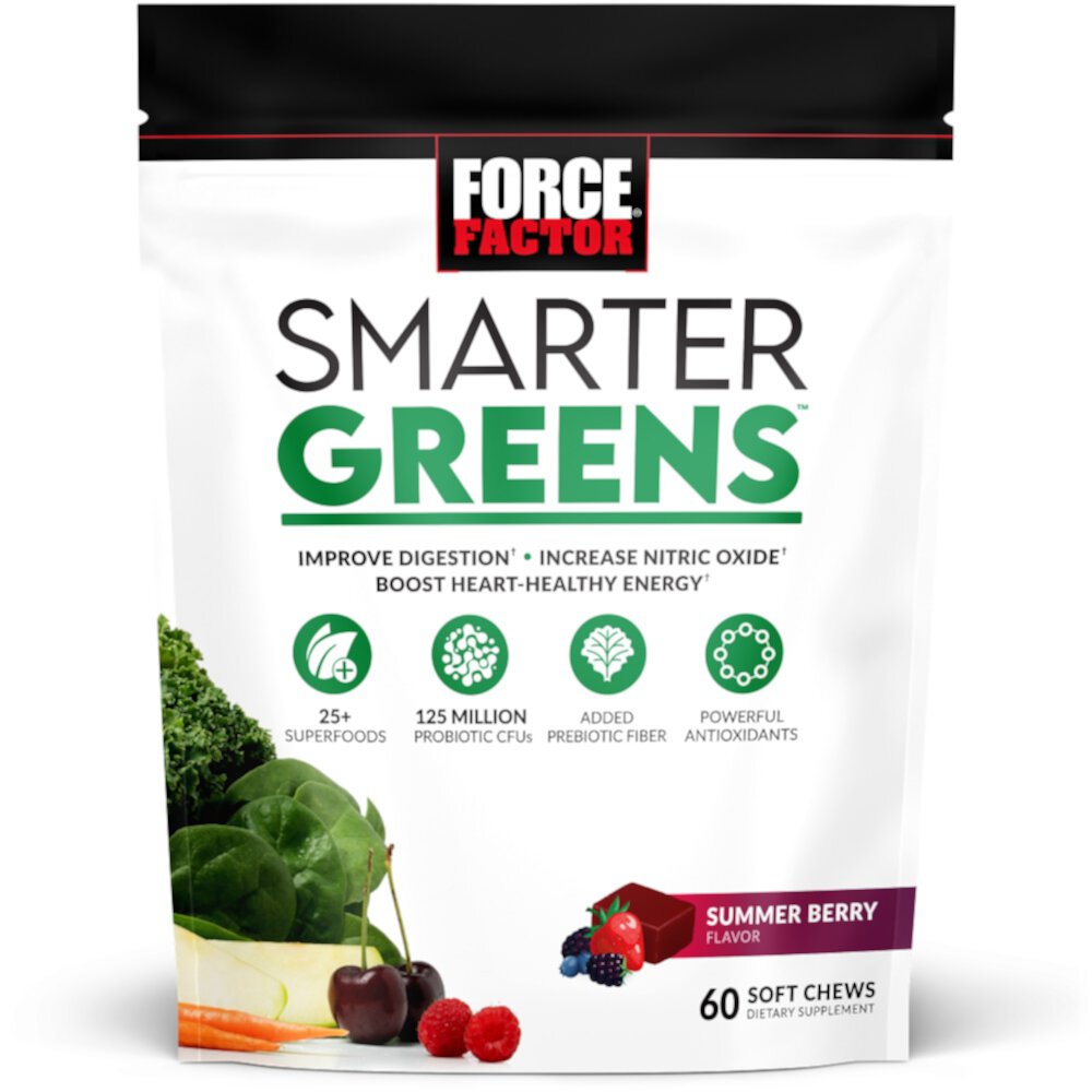 Smarter Greens Soft Chews (Мягкие жевательные конфеты) Summer Berry -- 60 Soft Chews Force Factor