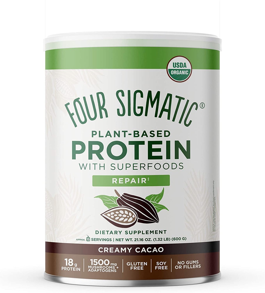 Organic Plant-Based Protein with Superfoods Creamy Cacao -- 21.16 oz (Унции) Four Sigmatic