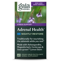 Gaia Herbs Adrenal Health® Nightly Restore — 60 веганских капсул Gaia Herbs