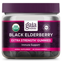 Black Elderberry Extra Strength Gummies (Жевательные конфеты) -- 12 g - 80 Vegan Gummies Gaia Herbs