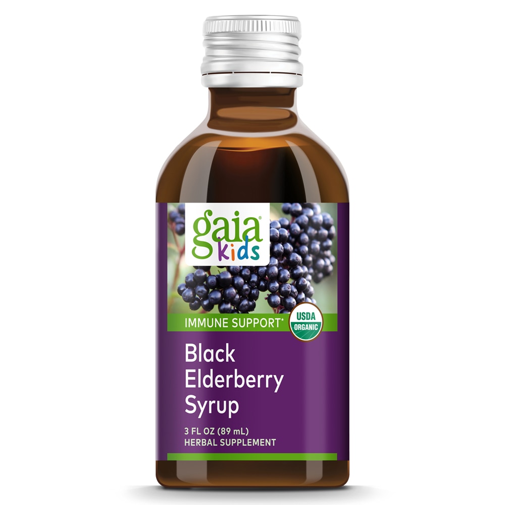 Gaiakids™ Black Elderberry Syrup -- 3 fl oz (Жидкие унции) Gaia Herbs