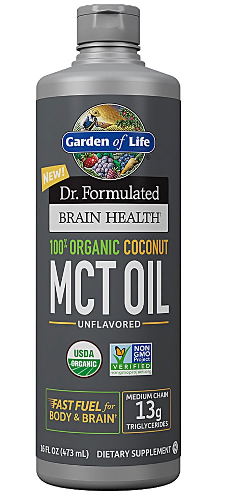 100% органическое кокосовое масло MCT от Dr. Formulated Brain Health, без вкуса, 16 жидких унций Garden of Life