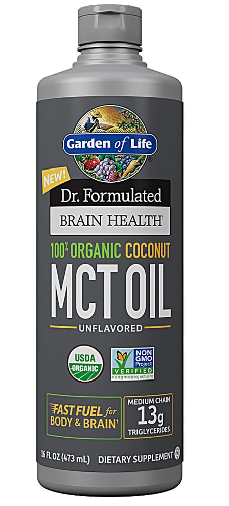 Dr. Formulated Brain Health 100% Organic Coconut MCT Oil Unflavored (Без вкуса) -- 16 fl oz (Жидкие унции) Garden of Life