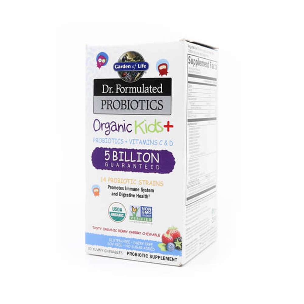 Dr. Formulated Probiotics Organic Kids Plus Berry Cherry -- 5 billion - 30 Yummy Chewables (Жевательные таблетки) Garden of Life