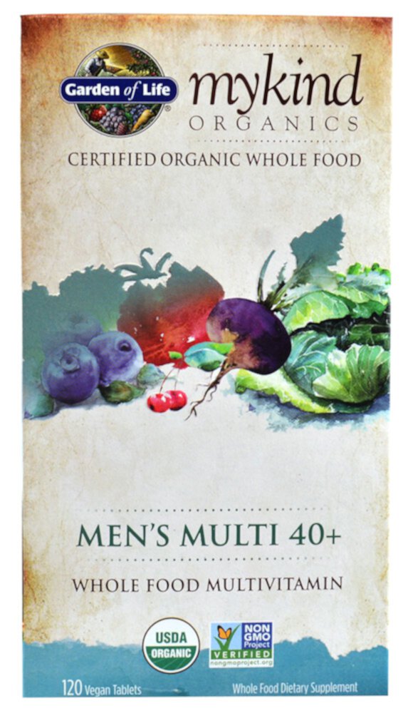 Mykind Organics Men's Multi 40 Plus -- 120 Vegan Tablets Garden of Life