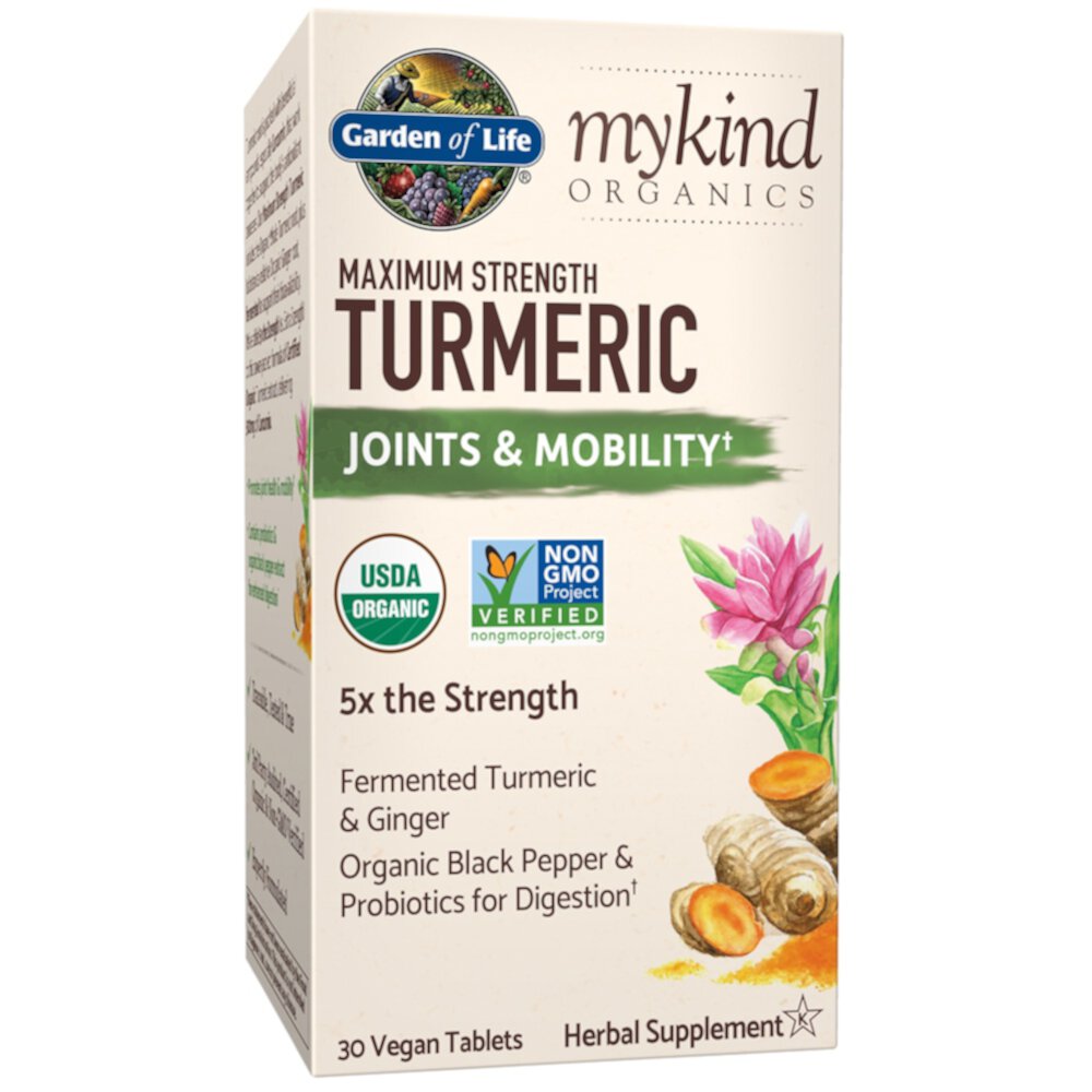 mykind Organics Turmeric Maximum Strength Joints & Mobility -- 30 Vegan Tablets (Таблетки) Garden of Life