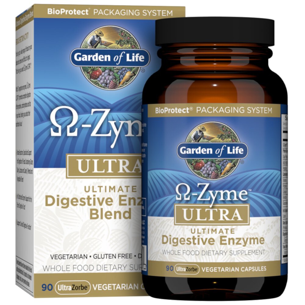 O-Zyme™ Ultra Ultimate Digestive Enzyme Blend -- 90 Vegetarian Capsules (Вегетарианские капсулы) Garden of Life