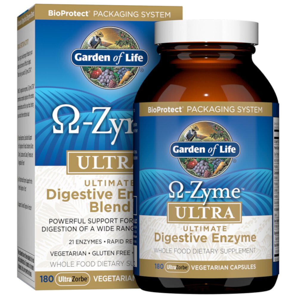 O-Zyme Ultra, Поддержка пищеварения - 180 растительных капсул - Garden of Life Garden of Life