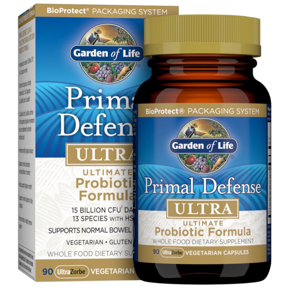 Ультрапробиотическая формула Garden of Life Primal Defense® -- 15 миллиардов клеток -- 90 вегетарианских капсул Garden of Life