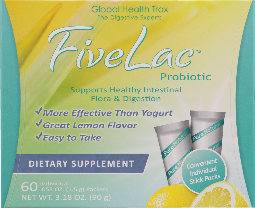 Пробиотик с лимоном Global Health Trax FiveLac™ — 60 пакетиков Global Health Trax