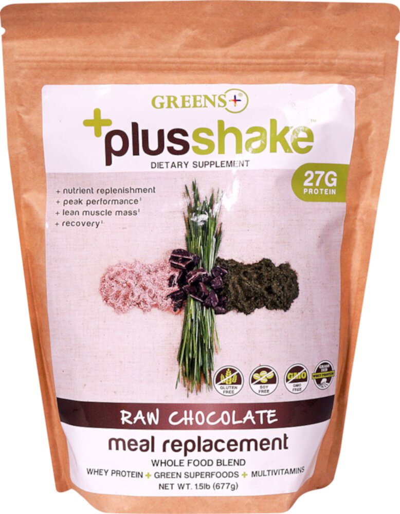 Заменитель еды PlusShake™ Сырой шоколад — 1,5 фунта Greens Plus