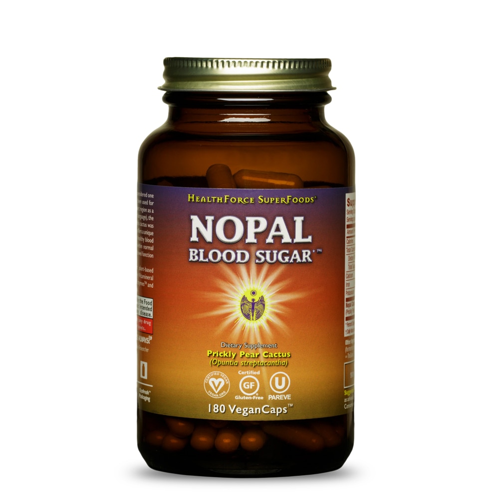 Nopal Blood Sugar™, 180 вегетарианских капсул HealthForce Superfoods