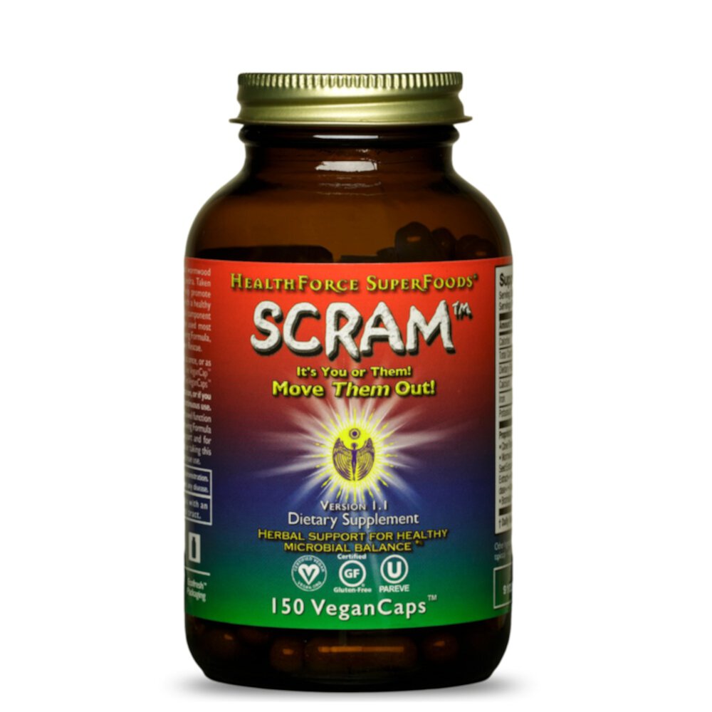 SCRAM™ Internal Parasite Formula -- 150 Vegan Capsules (Веганские капсулы) HealthForce Superfoods