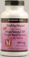 Mega Natural®-BP Grape Seed Extract -- 300 mg - 150 Veggie Caps (Вегетарианские капсулы) Healthy Origins