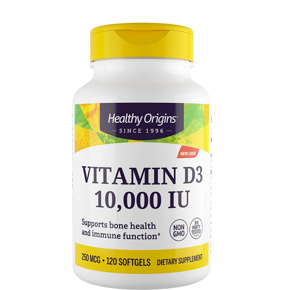 Витамин D3 - 10000МЕ - 120 мягких капсул - Healthy Origins Healthy Origins