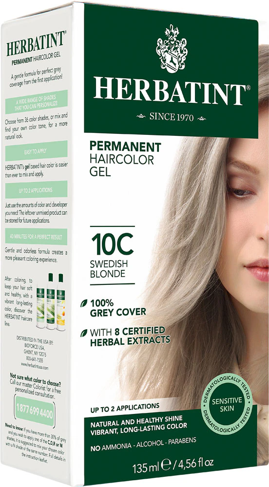 Permanent Hair Color Gel 10C Swedish Blonde -- 135 mL Herbatint