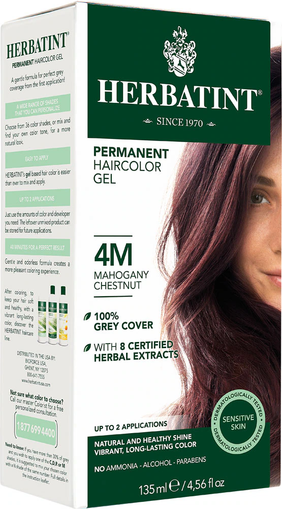 Стойкая краска для волос Herbatint Gel 4M Красное дерево Каштан -- 135 мл Herbatint