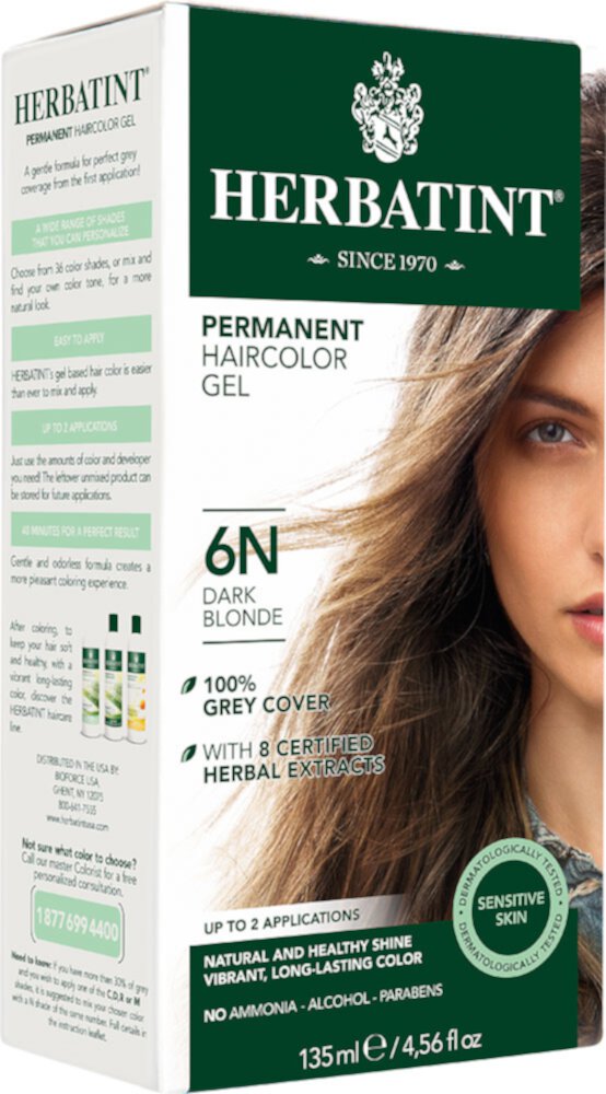 Стойкая гель-краска для волос 6N Dark Blonde -- 4,56 жидких унций Herbatint