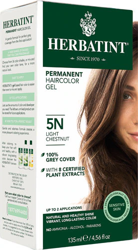 Стойкая гель-краска для волос Herbatint 5N Светло-каштановый -- 4,56 жидких унций Herbatint