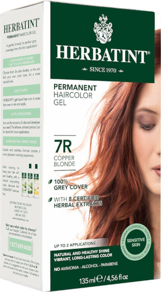 Стойкая гель-краска для волос Herbatint 7R Медно-русый -- 135 мл Herbatint