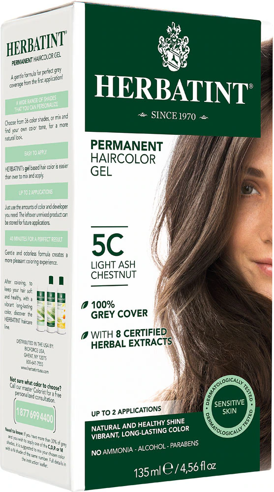 Стойкая гель-краска для волос Herbatint 5C светло-пепельный каштан -- 135 мл Herbatint