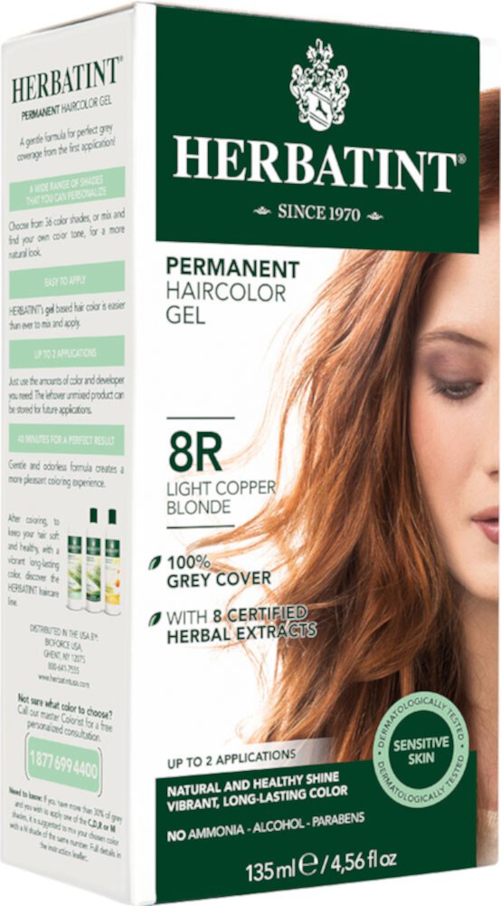 Стойкая гель-краска для волос Herbatint 8R Светло-медный блонд -- 135 мл Herbatint