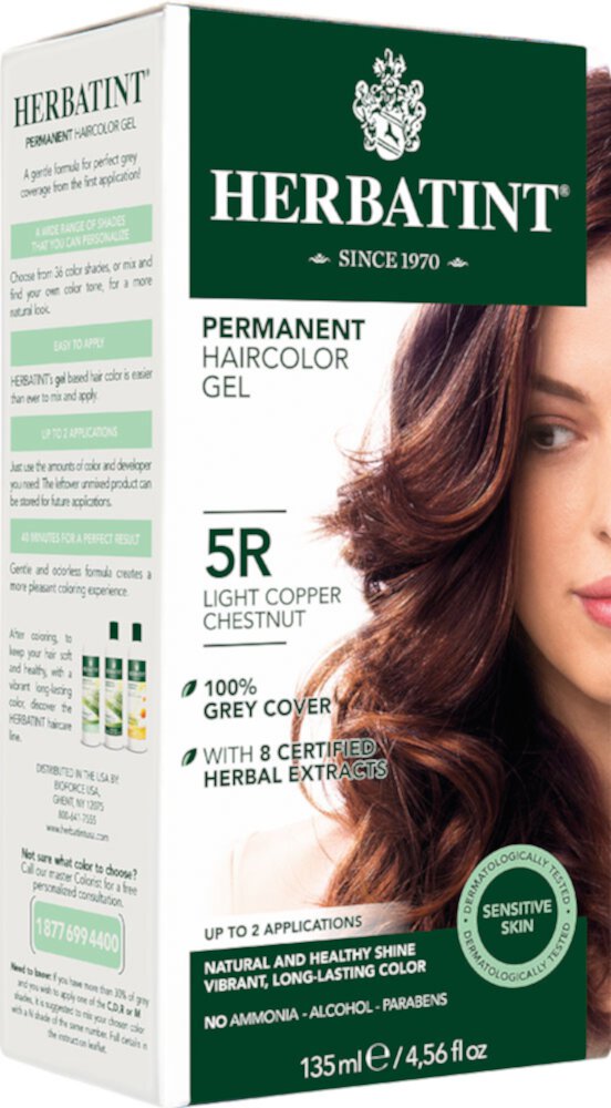 Стойкая гель-краска для волос Herbatint 5R Светло-медный каштан -- 135 мл Herbatint